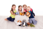 Preview: Handpuppe mit Fuchs Motiv - Spielende Kinder