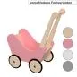 Preview: Puppenwagen rosa pink aus Holz - in rosa pink Optik