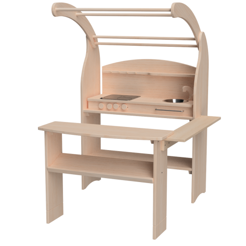 Preview: Spielständer Küche Set mit Theke aus Erle Preview: Spielständer Küche Set mit Theke aus Erle