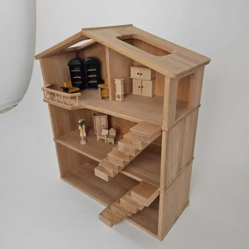 Puppenhaus 3-stöckig | Kinder-Holz-Puppenstube | Puppen-Spielzeug