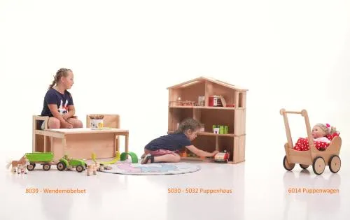 Puppenhaus aus Holz XXL günstig » / Zimmer 3-stöckig kaufen 6