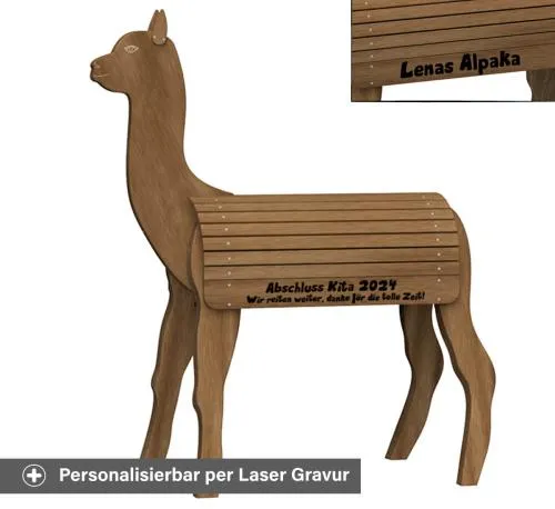 Alpaka Lama "Diego" Outdoor Spielpferd aus Holz für Kinder personalisierbar Holzpferd Alternative groß für den Garten