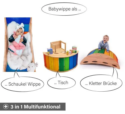 Babywippe multifunktional - Als Schaukel Wippe, Tisch oder als Kletterbrücke