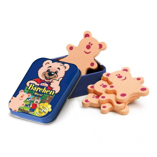 Kinder Bärchen-Wurst 4er Set aus Holz | Lebensmittel Zubehör für Kaufladen & Spielküche