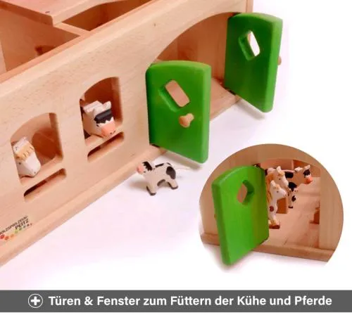 Kinder Bauernhof rot Detail - Türen & Fenster zum Füttern der Tiere