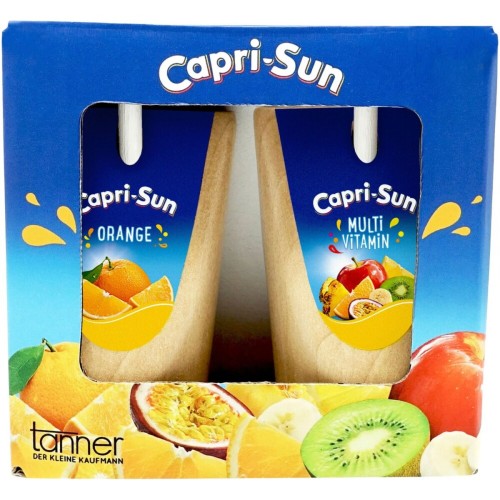 Preview: Capri Sun aus Holz 2er-Set | Trinkpäckchen Spiellebensmittel für Kaufladen Preview: Capri-Sun aus Holz von Tanner - Der kleine Kaufmann