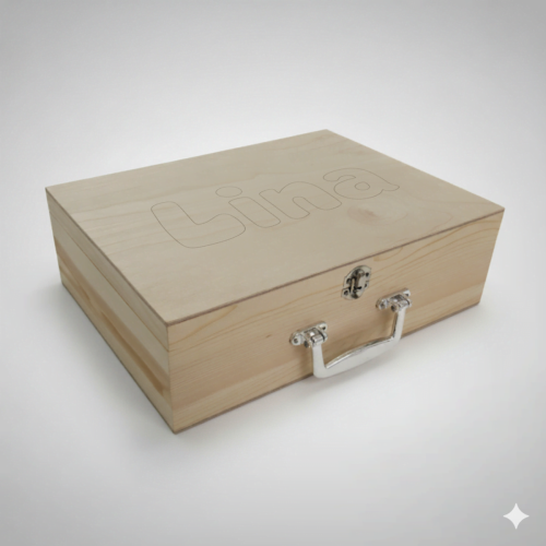 Preview: Erinnerungsbox Holz personalisierbar mit Gravur | Große Erinnerungskiste für Baby & Kinder Preview: Personalisierte Erinnerungsbox aus Holz mit Gravur