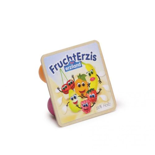 Kinder Obst Joghurt 4er Set - Spiellebensmittel aus Holz für Kaufmannsladen und Kinderküche