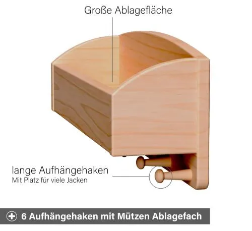 Garderobe groß - mit Ablagefach und Aufhängehaken