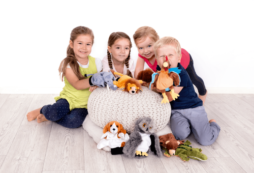 Handpuppe mit Fuchs Motiv - Spielende Kinder