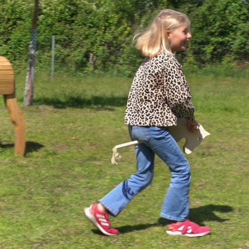 Preview: 2. Wahl Steckenpferd Hobby Horse LUNA mit 2 Griffe aus Fichtenholz | Kurzer Stiel | Natur | Kinder ab 2 Jahre Preview: Hobby-horse Steckenpferd aus hochwertigem Holz für Outdoor Reitaktivitäten