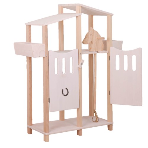Preview: 2. Wahl Steckenpferd Hobby Horse LUNA mit 2 Griffe aus Fichtenholz | Kurzer Stiel | Natur | Kinder ab 2 Jahre Preview: Steckenpferd aus Holz im Hobbyhorses Stall