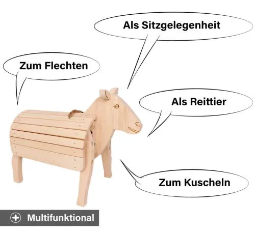 Holzschaf - Zum Flechten, als Sitzgelegenheit, als Reittier und/oder zum Kuscheln