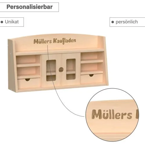 Kinderkaufladen Einsatz personalisierbar mit Namen per 3D Buchstaben