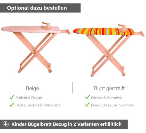 Kinder-Bügelbrettbezug - Bunt gestreift | Plättbrett-Bezug | Puppen-Zubehör