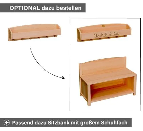 Kinder Garderobe groß - Optional zusammen mit einer Sitzbank mit großem Schuhfach