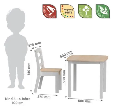 Abmessungen Kinder Sitzgruppe weiß