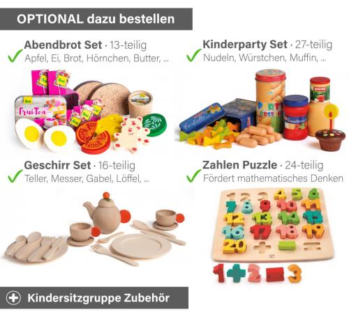 Kinder Sitzgruppe - Zubehör - Abendbrot Set, Kinderparty Set, Geschirr Set & Zahlen Puzzle