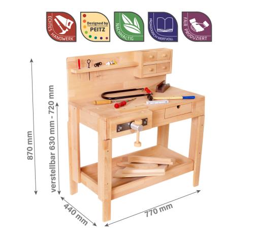 Kinder Werkbank Abmessungen