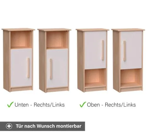 Kinderküche Beistellschrank weiß - Tür nach Wunsch rechts/links/oben/unten montierbar