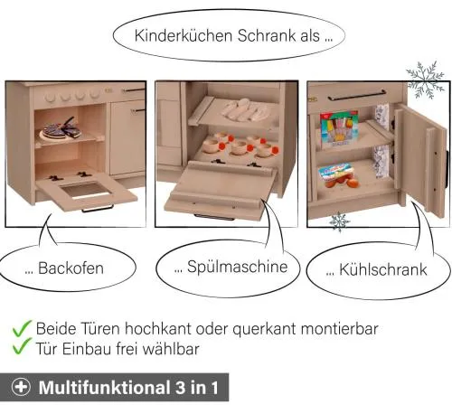 Kinderküche Rotkäppchen Schränke - Multifunktional als Backofen, Spülmaschine oder Kühlschrank