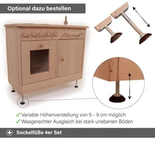 Beistellschrank - Sockelfuß Erhöhung für den Ausgleich unebener Böden optional dazu bestellen