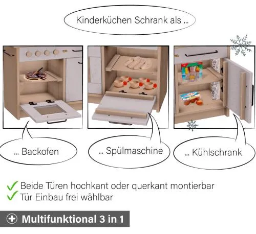 Kita Kinderküche Rotkäppchen Schränke - Multifunktional als Backofen, Spülmaschine oder Kühlschrank