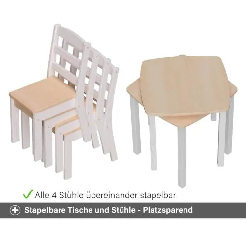 Kindersitzgruppe weiß - Stühle & Tische stapelbar