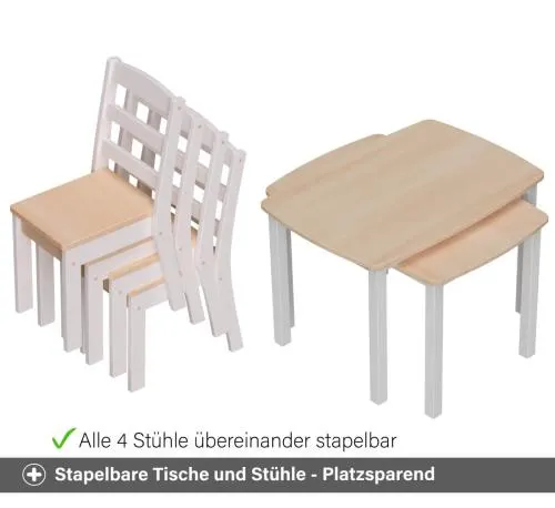 Kindersitzgruppe groß weiß - Stühle & Tische stapelbar