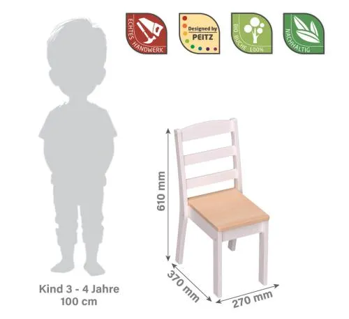 Abmessungen weiß Kinderstuhl