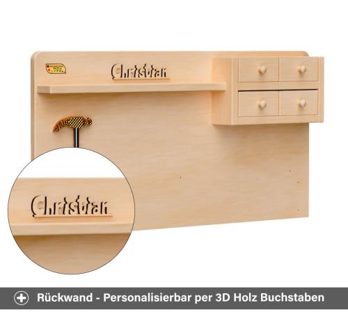 Kinder Werkbank - Personalisierbar per 3D Holzbuchstaben