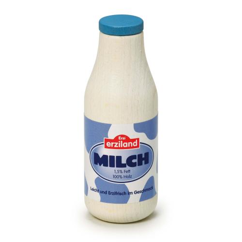 Milchflasche aus Holz - Frische Milch für Kaufladen oder Kinderküche