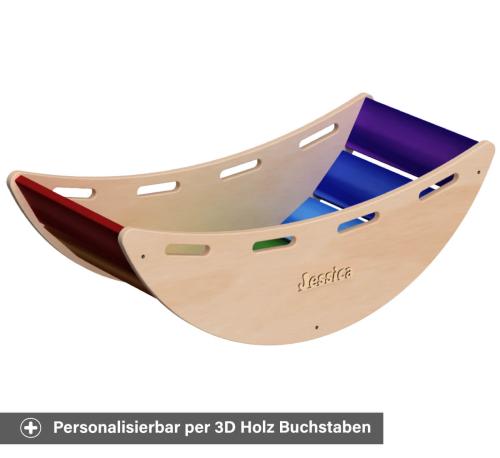 Kinderwippe Montessori - Personalisierbar per 3D Holzbuchstaben.