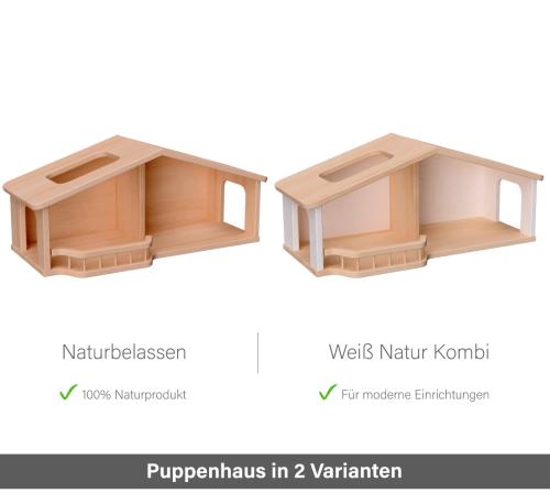 Puppenhaus Farbvarianten - In Buche Natur oder weiß Kombination