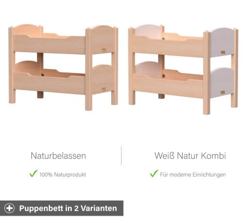 Puppen Hochbett in natur und/oder weiß Kombination erhältlich