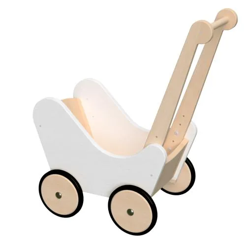 Lauflern Puppenwagen weiss aus Holz für Kinder ab 1-2 Jahren