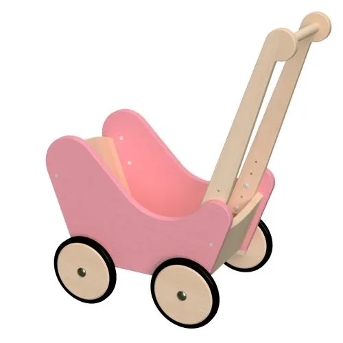 Puppenwagen aus Holz - in 3 Farbvarianten - Natur, rosa/pink, weiß - optional in rosa/pink auf Anfrage