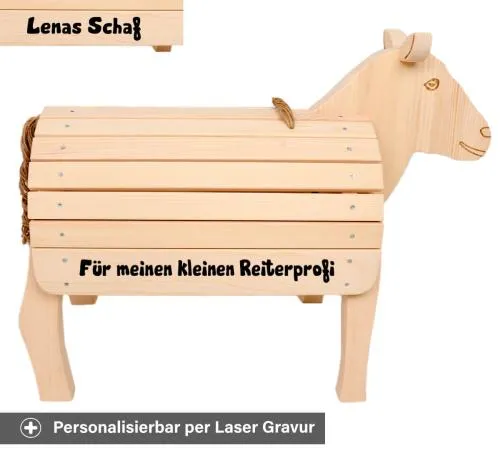 Holzschaf - Personalisierbar per Laser Gravur