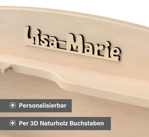 Spielküche Aufsatz aus Holz - Personalisierbar per 3D Naturholz Buchstaben