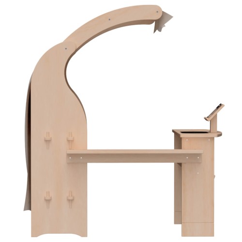 Preview: Spielständer Küche Set mit Theke aus Erle Preview: Spielständer mit Kaufladen & Theke - Seitenperspektive