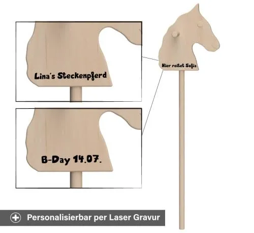 Steckenpferd - Personalisierung per Laser Gravur