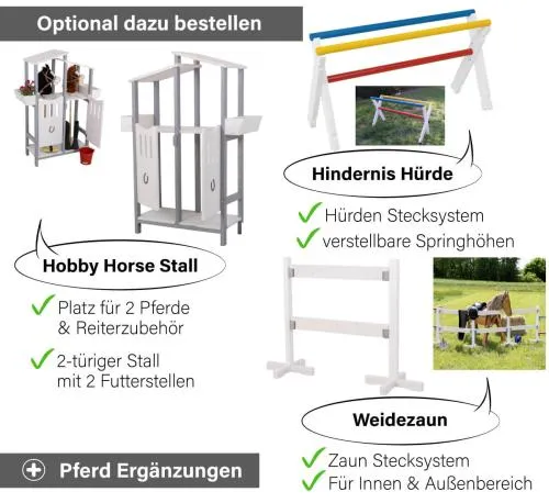 Steckenpferd Ergänzungen - Hobby Horse Stall, Hindernis Hürde und Weidezaun