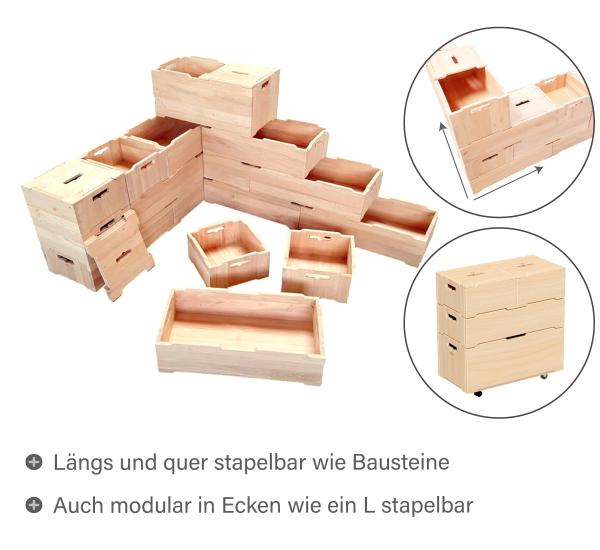 Kinder Aufbewahrungsbox stapelbar - modular erweiterbar