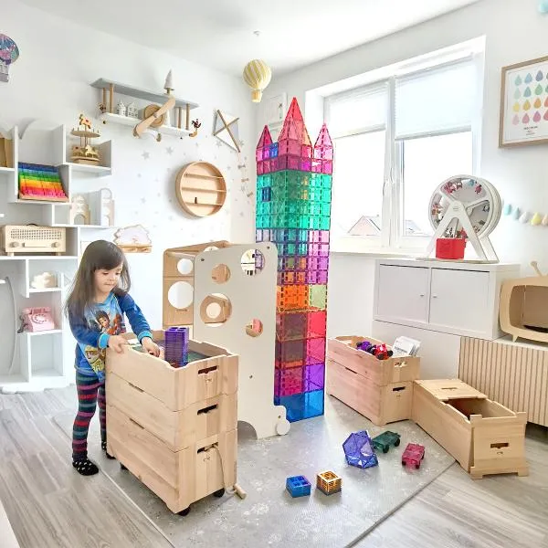 Aufräumkiste aus Holz - für Spielzimmer und Kindergärten