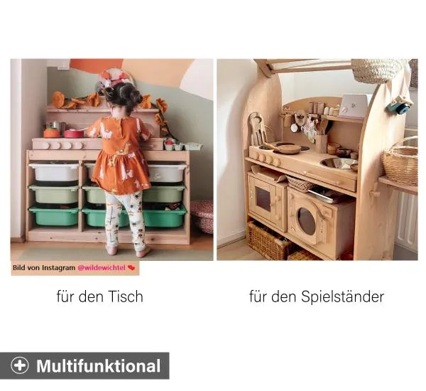 Tischküche Aufsatz Clara aus Buchenholz für Kinder | Waldorf Spielständer Einsatz
