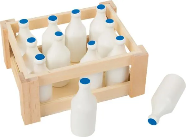 Milchflasche aus Holz | Kaufladen-Zubehör | Kinderküchen-Lebensmittel | LE 7062