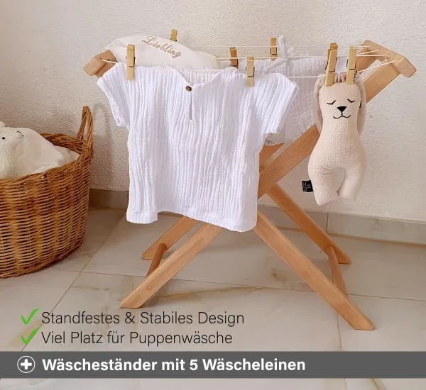 Kinder Wäscheständer - Mit 5 Wäscheleinen und standfestem Design