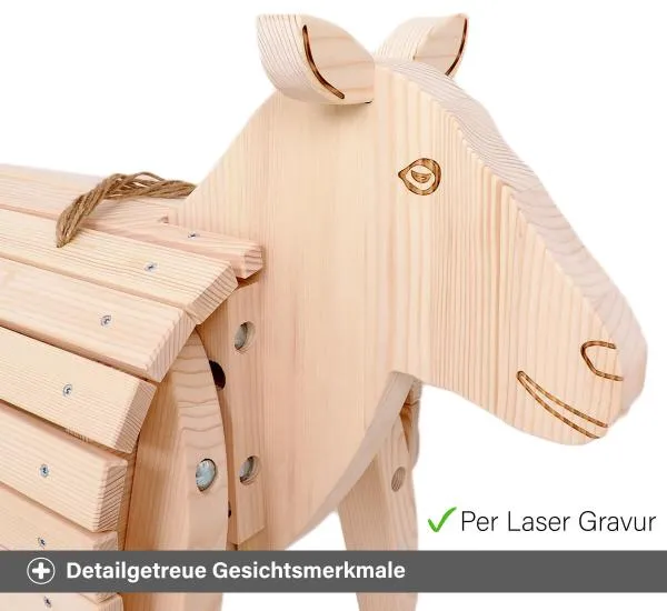 Holzschaf - Detailgetreue Gesichtsmerkmale per Laser Gravur