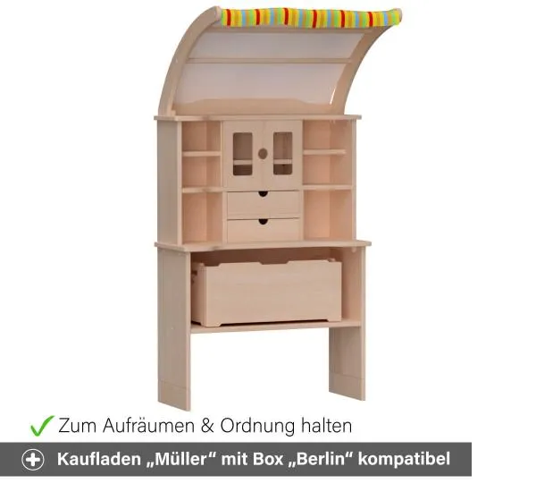 Kita Kaufladen "Müller" mit Aufräumbox "Berlin" kompatibel