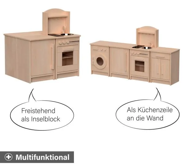 Kinder Küchenblock - Multifunktional - Freistehend als Inselblock und/oder als Küchenzeile an der Wand